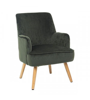 Wood green classic armchair with wooden legs