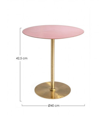 Round side table lacquered pink and gold Ø40cm