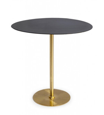 Side table round lacquered grey and gold Ø50cm - Nardini Forniture