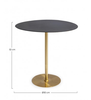 Round side table lacquered gray and gold Ø50cm