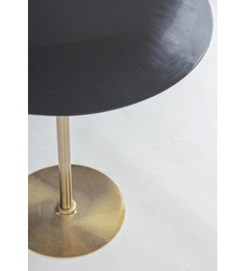 Side table tondo laccato grigio e oro Ø50cm - Nardini Forniture