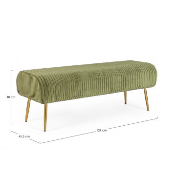 2-seater bench in olive green and gold velvet