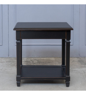 Black lacquered wooden bedside table with drawer - Nardini Forniture