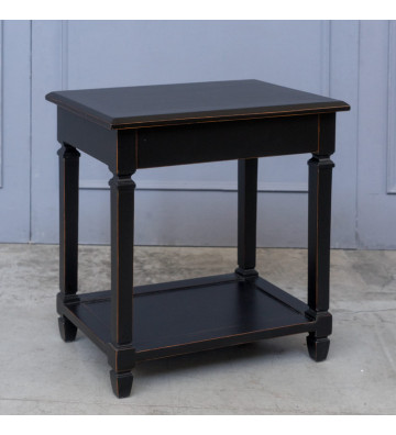 Bedside table in black lacquered wood with drawer