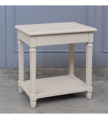 Bedside table in white lacquered wood with drawer