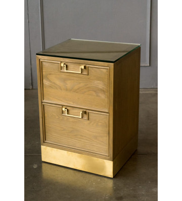 Double drawer wooden bedside table and golden base - Nardini Forniture