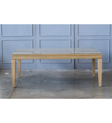 Natural wood dining table with glass top 250x120cm