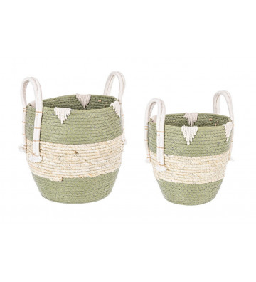Basket with handles of natural green fiber / +2 size - Nardini Forniture