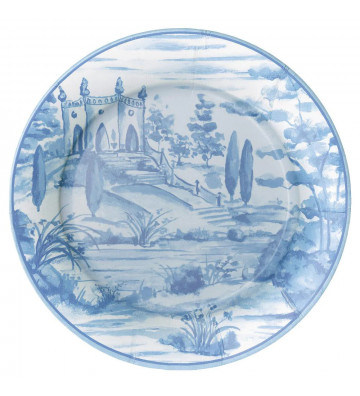 Tuscan Toile blue round paper plate 8pcs - Caspari - Nardini Forniture