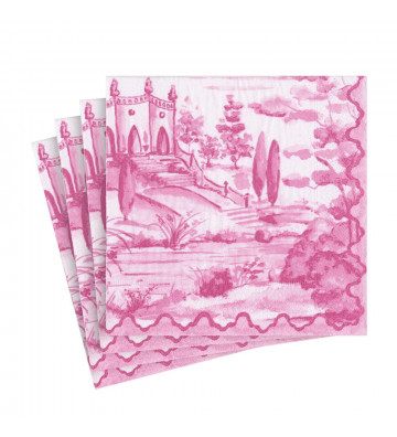 Pink Tuscan Toile paper napkins 20pcs - Caspari - Nardini Forniture