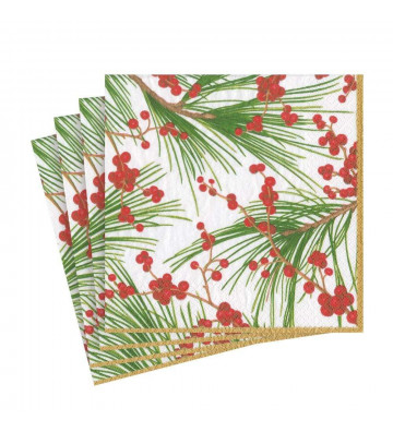 Christmas berries paper napkins 20pcs - Caspari - Nardini Forniture