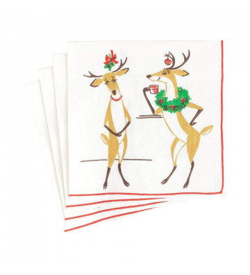 Christmas reindeer cocktail paper napkins 20pcs - Caspari - Nardini Forniture