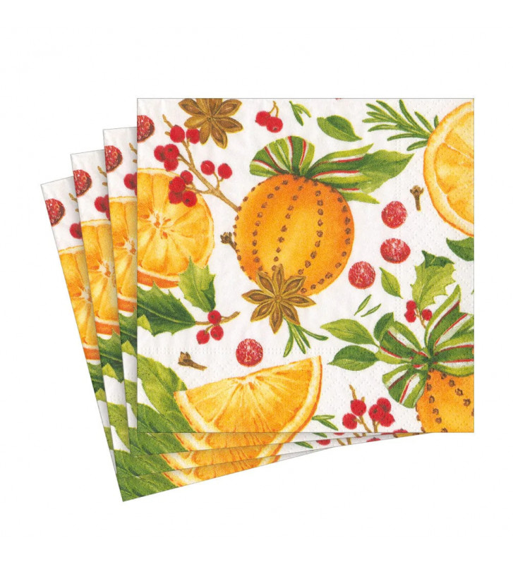 Orange design paper napkins 20pcs / 2 sizes - Caspari - Nardini Forniture