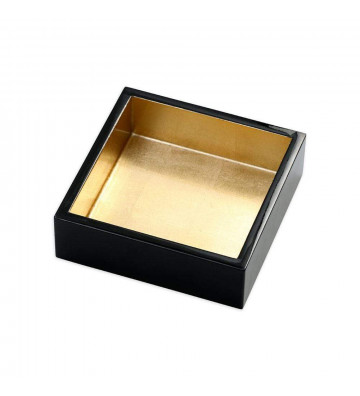 Black and gold lacquered napkin holder 15cm - Caspari - Nardini Forniture