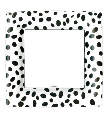 Black animalier pattern square paper plate 8pcs - Caspari - Nardini Forniture