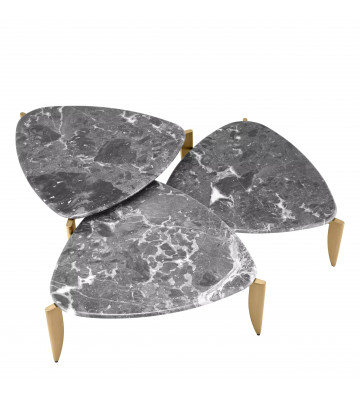 Set 3 Coffe Table Regioni in gray marble - eichholtz - nardini forniture