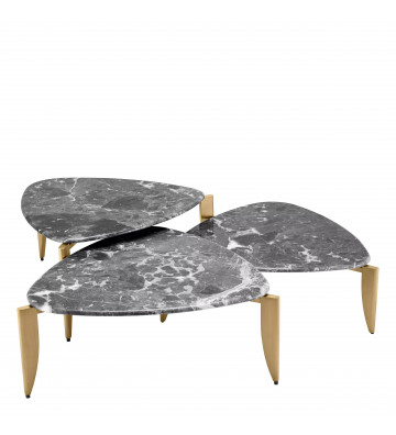 Set 3 Coffe Table Regioni in marmo grigio - eichholtz - nardini forniture