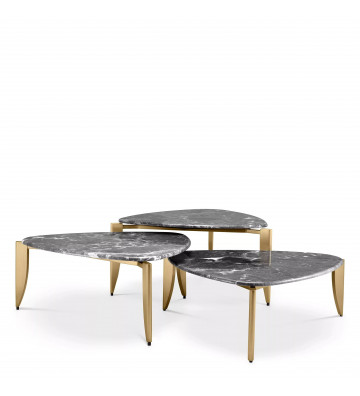 Set 3 Coffe Table Regioni in marmo grigio - eichholtz - nardini forniture
