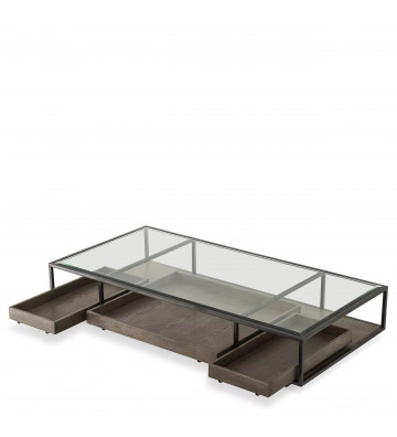 Roxton coffe table with 3 compartments 180cm - eichholtz - nardini forniture