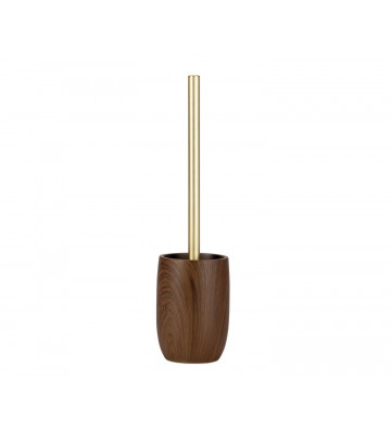 Toilet brush in resin wood effect and gold metal - andrea house - nardini forniture