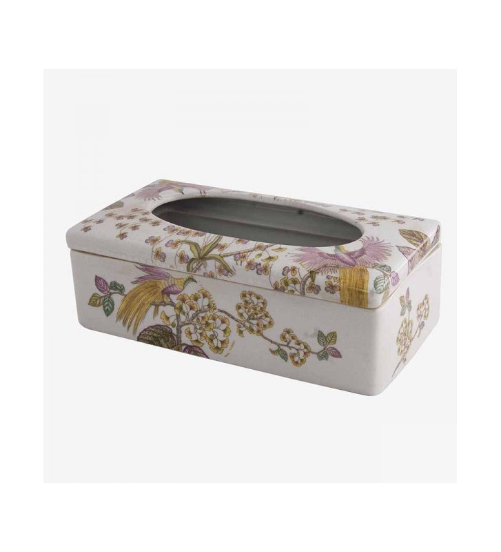 Porta fazzoletti in ceramica con fiori 24x12cm - nardini forniture