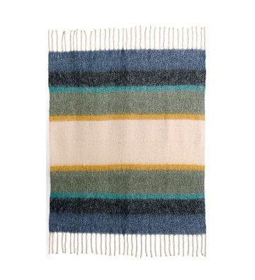 Isabel blue / gray striped blanket 130x160cm - vivaraise - nardini forniture