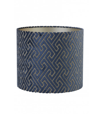 Paralume a cilindro in velluto geometrico blu 35xh30cm - Light&Living - Nardini Forniture