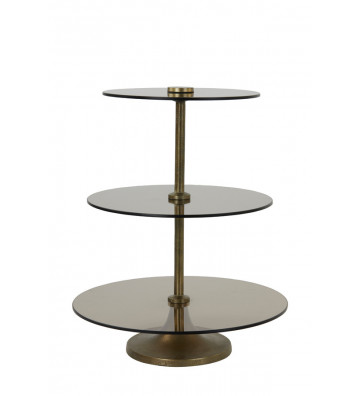 3 levels bronze and brown glass cake stand 35xH43cm - light and living - nardini forniture