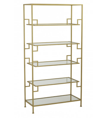 Gold open etagere with glass shelves 90x39xH174cm - light and living - nardini forniture