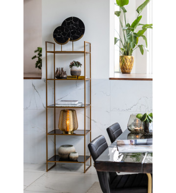 Etagere 5 shelves gold and black glass 55x40xH180cm - light and living - nardini forniture