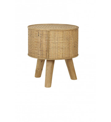 Round pouf table in natural rattan 30xH35cm - light and living - nardini forniture