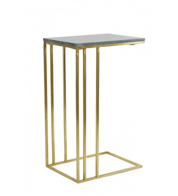 Golden side table with green marble top H66cm - light and living - nardini forniture