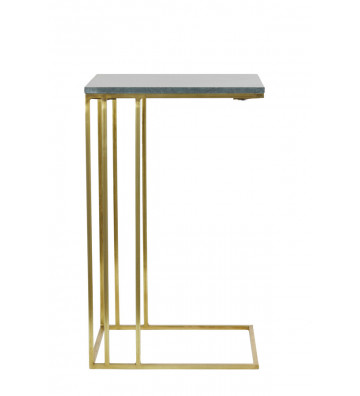 Golden side table with green marble top H66cm - light and living - nardini forniture