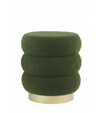 Kimi bouclè dark green pouf with gold base ø40x45cm - Light&Living - Nardini Forniture