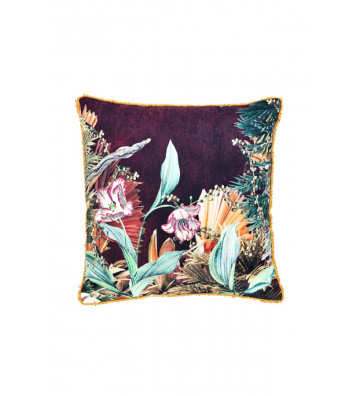 Cushion in purple floral fabric with fringes 45x45cm - light and living - nardini forniture