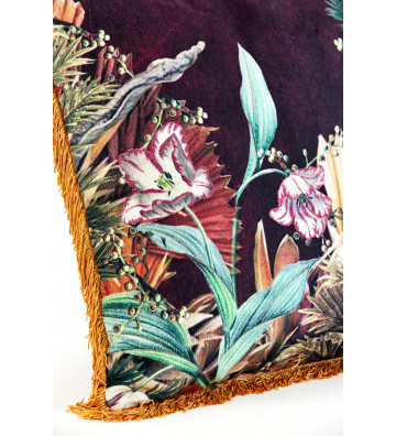 Cuscino in tessuto floreale viola con frange 45x45cm - light and living - nardini forniture