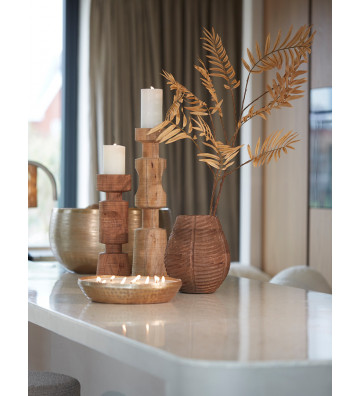 Piatto con candela oro antico Ø30cm - light and living - nardini forniture