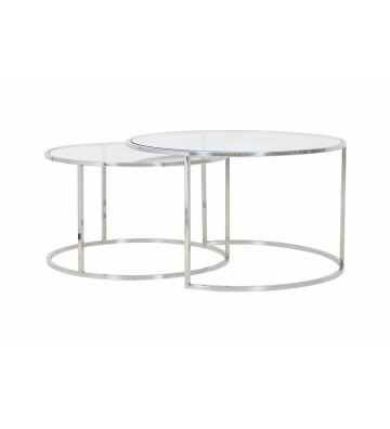 Round coffee table in silver metal and glass / 2 dimensions - light and living - nardini forniture