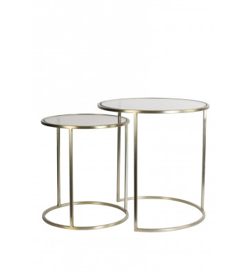 Round side table in gold metal and glass / 2 dimensions - light and living - nardini forniture