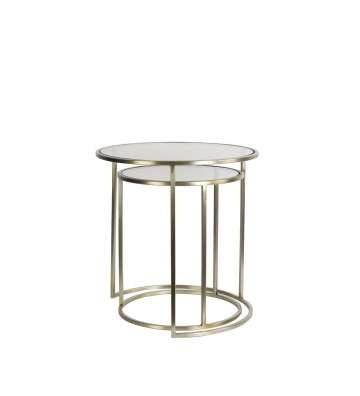 Side table tondo in metallo oro e vetro / 2 dimensioni - light and living - nardini forniture