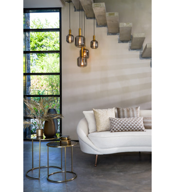 Side table tondo in metallo oro e vetro / 2 dimensioni - light and living - nardini forniture