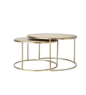 Round coffee table in gold metal / 2 dimensions - light and living - nardini forniture