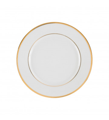 Ginger dessert plate in white ceramic with gold thread Ø20cm - Cote Table - Nardini Forniture