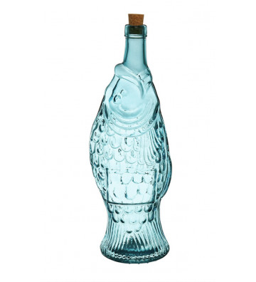Blue glass fish bottle 1 liter - cote table - nardini forniture