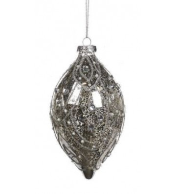 Teardrop Christmas bauble in silver glass 10cm - goodwill - nardini forniture