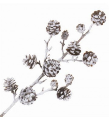 Snow-covered pine cone branch 28cm - goodwill - nardini forniture