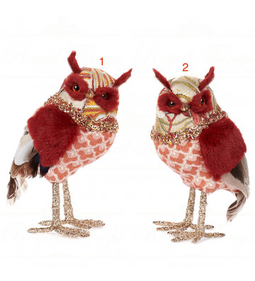 Hand-decorated red owl figurines 18cm / 2 models - goodwill - nardini forniture