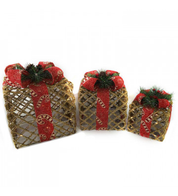 Gold gift packs with led and red bow / 3 sizes - nardini forniture