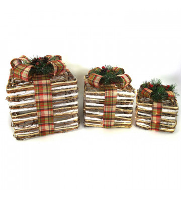 Natural gift packs with led and tartan bow / 3 sizes - nardini forniture