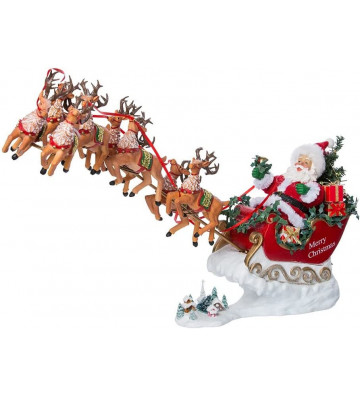 Music box Santa Claus on sleigh with reindeer and music - nardini forniture